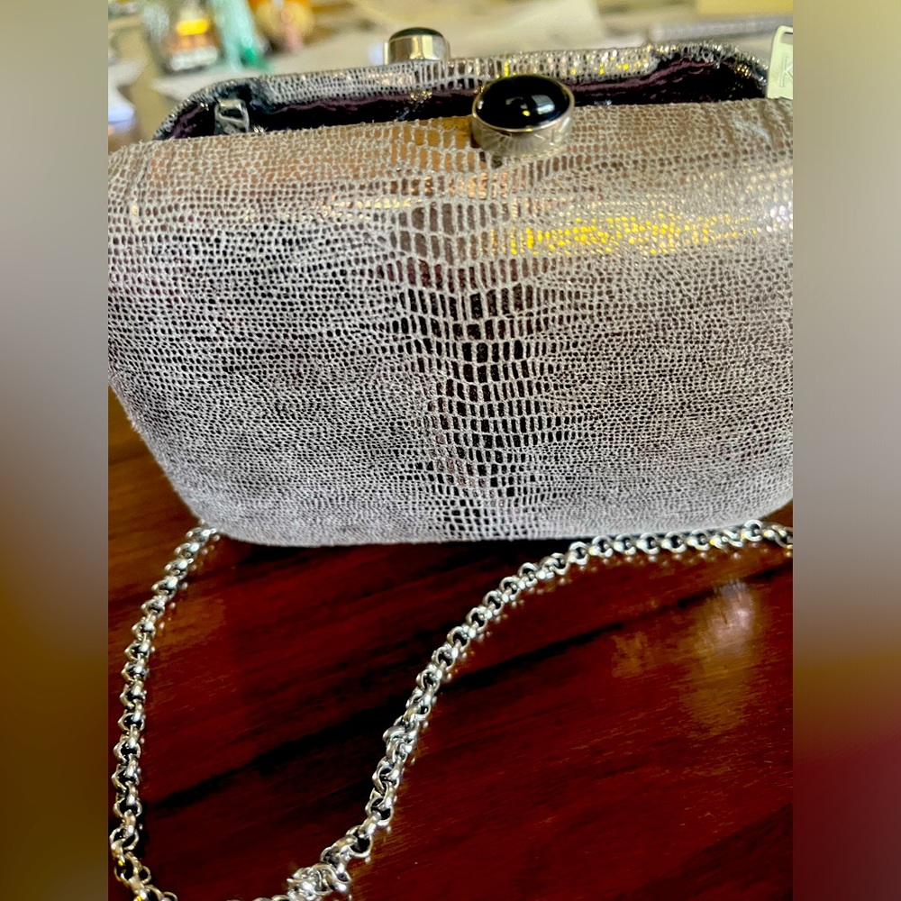 Stunning vintage pewter metallic skin KOTUR evening bag.Never worn. 6.5”x4.5”x2”